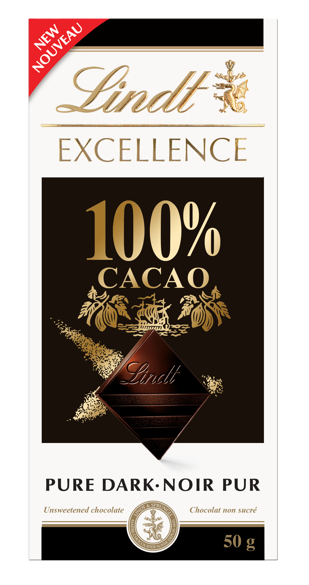 LINDT EXCELLENCE 100% CACAO 50G