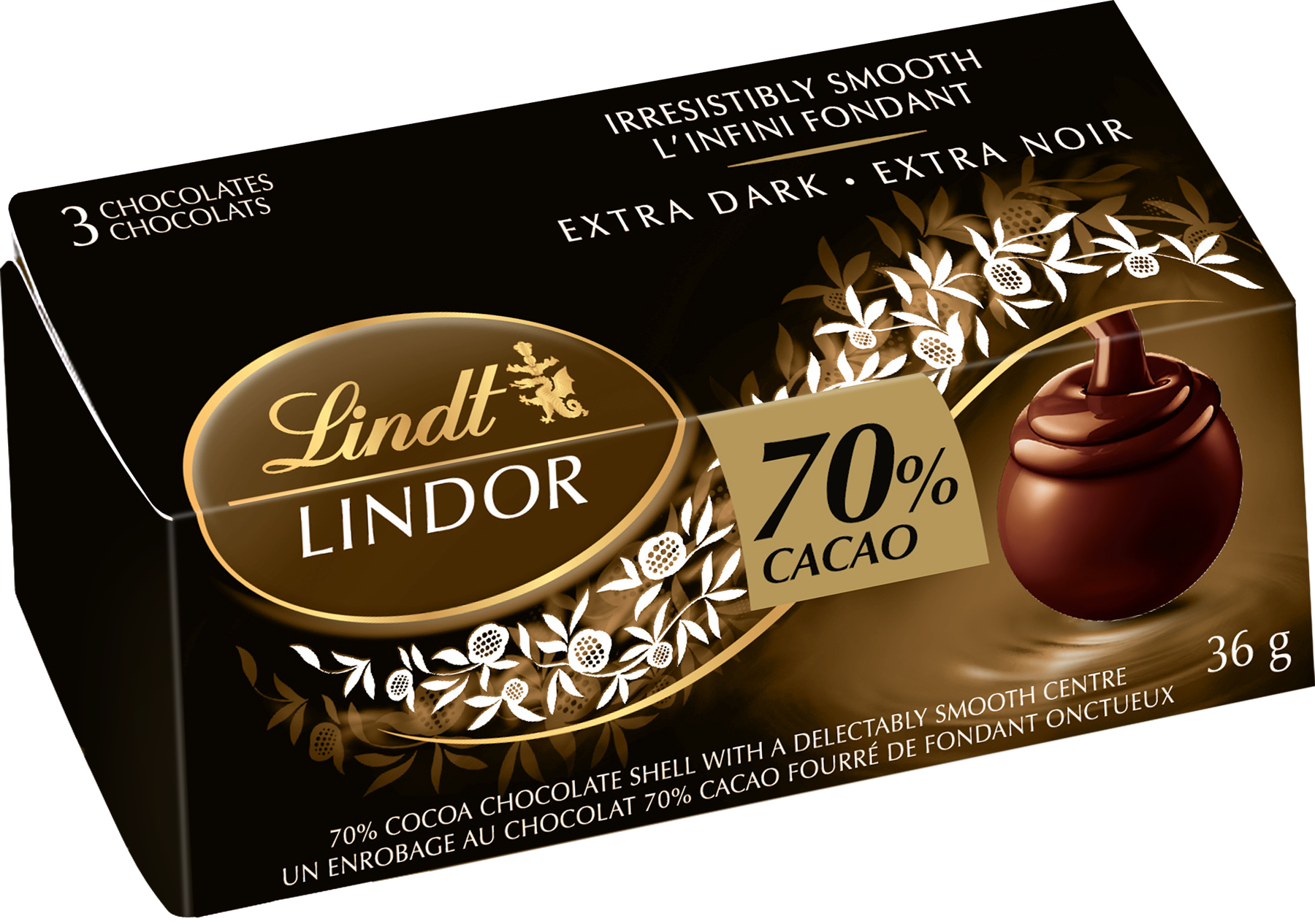 LINDOR 3-PACK 70% CACAO 36G