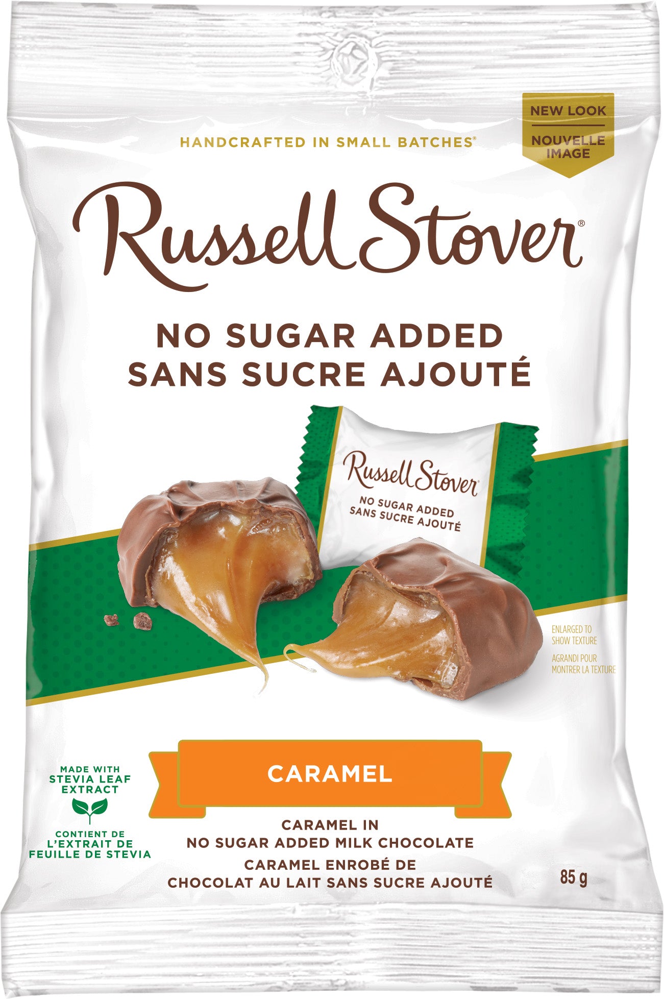 RUSSELL STOVER NSA MILK CHOCOLATE CARAMEL 85G