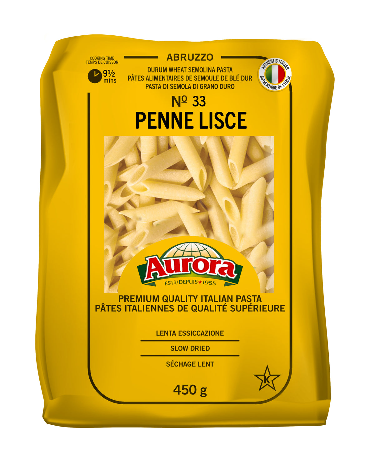 AURORA PASTA PENNE LISCE 450GR